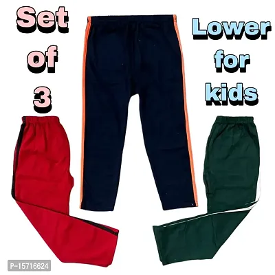 Stylish Pyjama/ Plain Cotton Lower/ Unique Trackpants/ Multicolour Pyjama for Boys  Girls Pack of 3-thumb0