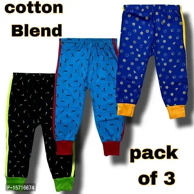 Unique Attractive Multicolor Printed Pyjama for Boys  Girls Regular  Casual Wear for kids Pack of 3-thumb0