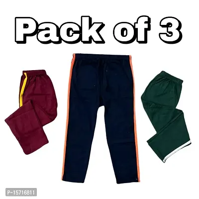 Kids Plain Cotton Trackpants  Lower  Pyjama Multicolour For Kids Boys  Girls Pack of 3-thumb0