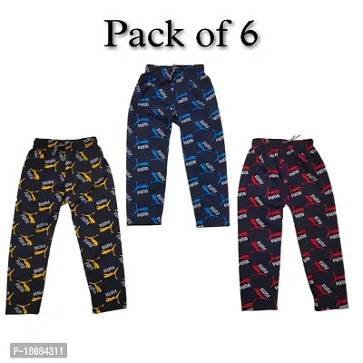 New Stylish Comfortable Regular Fit Printed Cotton Blend Multicolor Pyjama For Kids Pack of 6