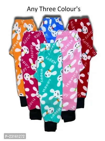 Stylish Kids Happy Woolen Printed Pyjama Multicolor (Pack of 3)-thumb2