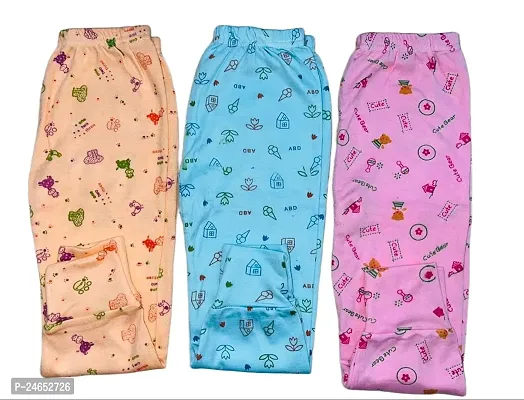Classic Cotton Printed Pyjama for Kids Unisex, Pack of 3-thumb0