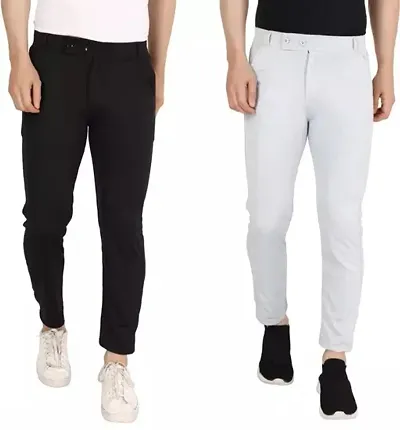 Classic Polyester Solid Formal Trousers For Men