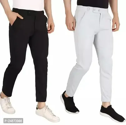 New Plain Strachable Trouser for Men/Track Pent/Regular Fit Pent/Stretchable Pent/Jean Pent/Men's Pent (Pack of 2)-thumb3