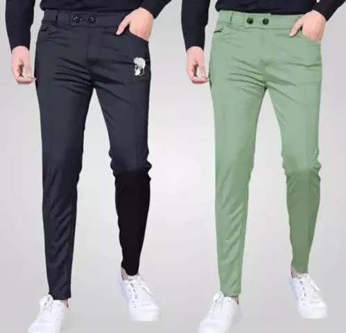 Best Selling Polyester Regular Track Pants For Men Pack of 2