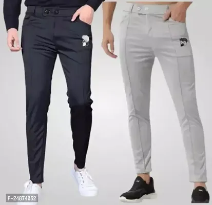 Classic Polyester Regular Track Pants For Men Pack of 2-thumb0