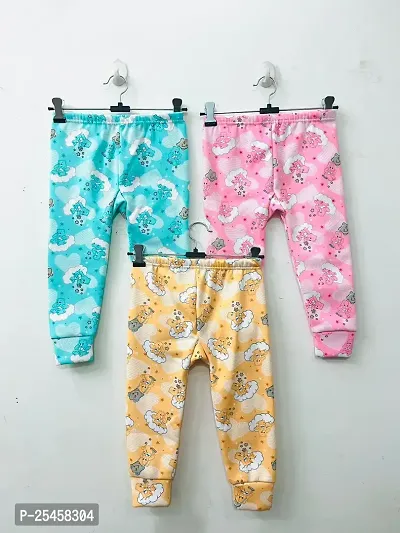 Stylish Printed Soft Woolen Fabric Multicolor Kids Pyjama (Pack of 3)
