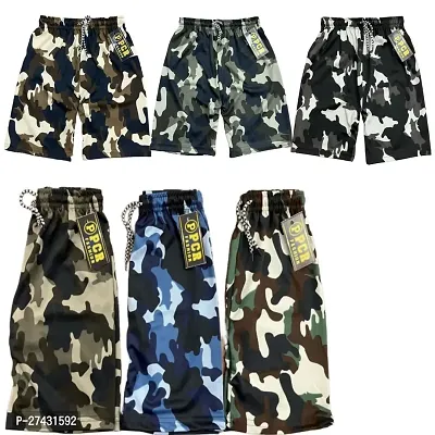Classic Polyester Printed Shorts for Kids, Pack of 6