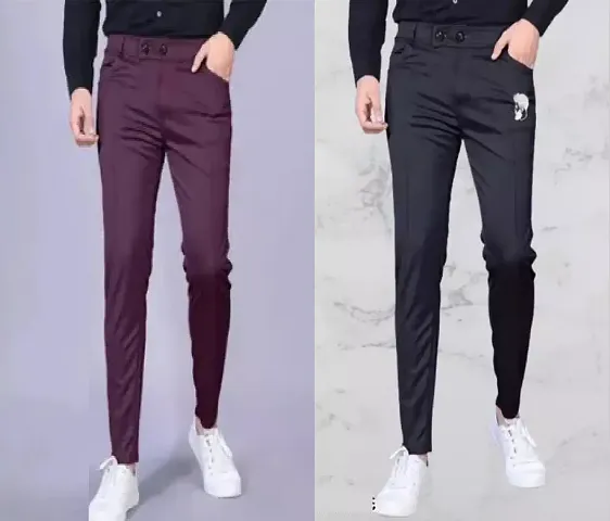 Classic Solid Track Pants for Men, Pack of 2