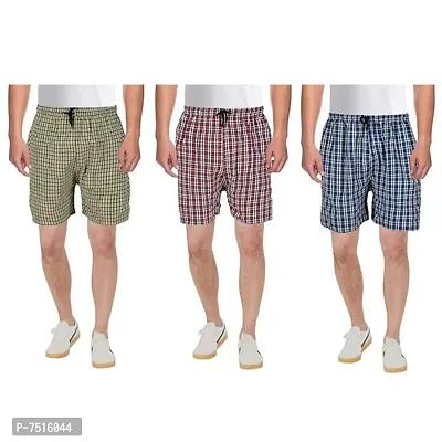 Men Cotton Blend Regular Shorts Pack of 3-thumb0