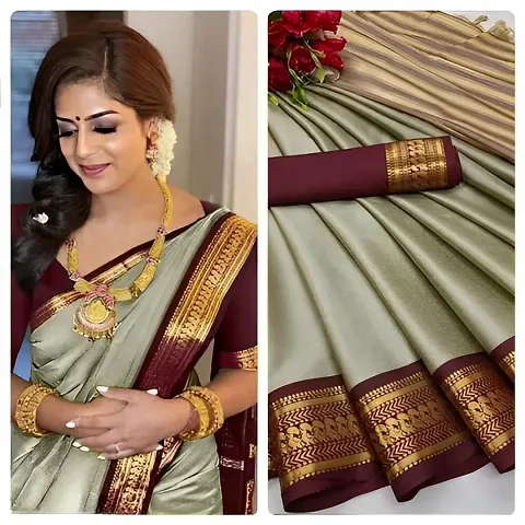 Beautiful Art Silk Woven Design Saree with Blouse piece