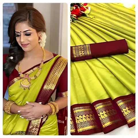 Beautiful Art Silk Woven Design Saree with Blouse piece