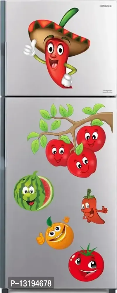 Kamya Home Decor Fruit and Vegi Spice,Watermelon,Tomato Fridge Wall Sticker (Multicolor PVC Vinyl)-thumb2