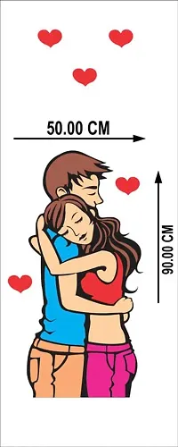 Kamya Home Decor Love Hug, Relationship, Couple Fridge Wall Sticker (Multicolor PVC Vinyl)-thumb4