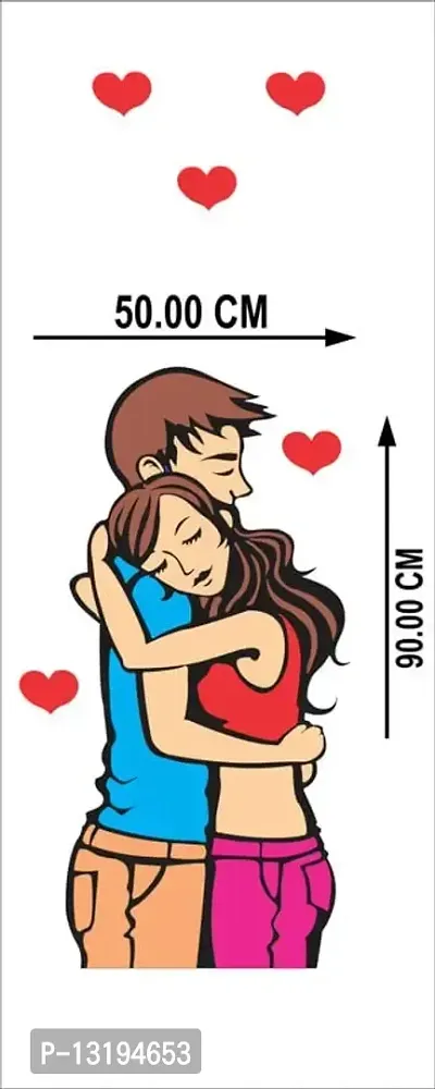 Kamya Home Decor Love Hug, Relationship, Couple Fridge Wall Sticker (Multicolor PVC Vinyl)-thumb5