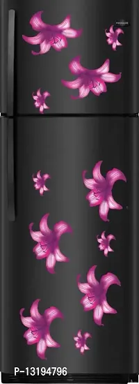 Kamya Home Decor Pink Flowers Fridge Wall Sticker (Multicolor PVC Vinyl)_FZ-153-thumb0