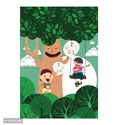 Kamya Home Decor Dreaming Joyful Boys Stylized Tree (Multicolor Vinyl 60x41)-thumb4