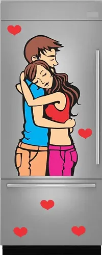 Kamya Home Decor Love Hug, Relationship, Couple Fridge Wall Sticker (Multicolor PVC Vinyl)-thumb2