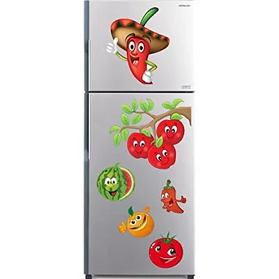 Kamya Home Decor Fruit and Vegi Spice,Watermelon,Tomato Fridge Wall Sticker (Multicolor PVC Vinyl)