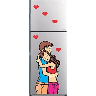 Kamya Home Decor Love Hug, Relationship, Couple Fridge Wall Sticker (Multicolor PVC Vinyl)