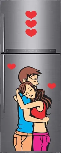 Kamya Home Decor Love Hug, Relationship, Couple Fridge Wall Sticker (Multicolor PVC Vinyl)-thumb3