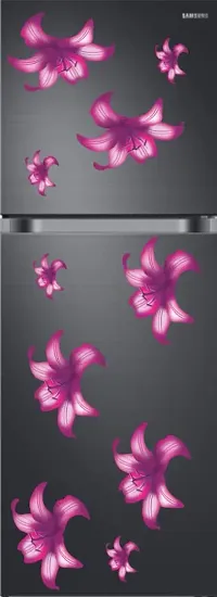 Kamya Home Decor Pink Flowers Fridge Wall Sticker (Multicolor PVC Vinyl)_FZ-153-thumb2