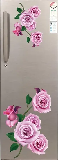 Kamya Home Decor Light Pink Rose Flowers Fridge Wall Sticker (Multicolor PVC Vinyl)-thumb1