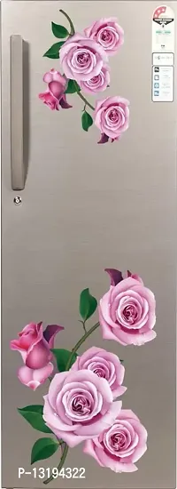 Kamya Home Decor Light Pink Rose Flowers Fridge Wall Sticker (Multicolor PVC Vinyl)-thumb2