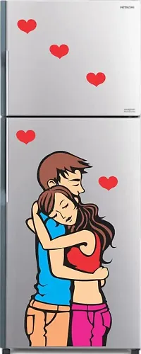 Kamya Home Decor Love Hug, Relationship, Couple Fridge Wall Sticker (Multicolor PVC Vinyl)-thumb1