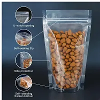 Useful - 250 Gm Capacity - 100 Pcs Clear Transparent Reusable Stand up Zip Lock Pouch-thumb2