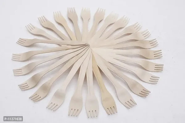 Generic Disposable Wooden Fork for Lunch/Dinner/Snacks - Pack of 50-thumb2