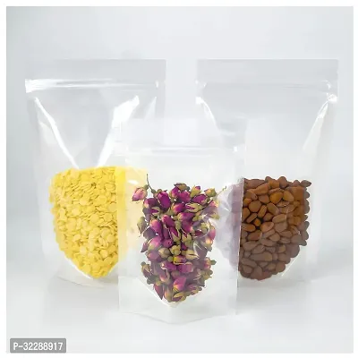 Useful - 1 Kg Gm Capacity - 100 Pcs Clear Transparent Reusable Stand up Zip Lock Pouch