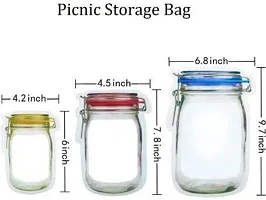 Adaamya Leakproof Reusable Airtight Mason Storage Jar Bottles Pouch with Ziplock Seal Storage Bags (15 Pieces)(Plastic, white)-thumb4