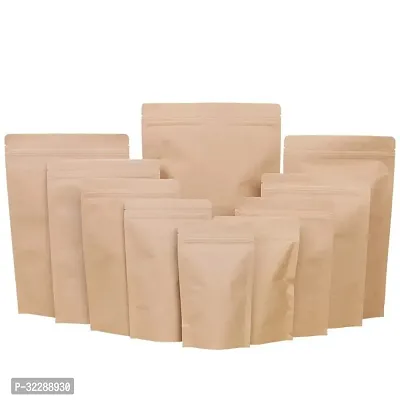 Useful - 750 gm Capacity - 50 pcs - Kraft paper Reusable Zip Pouch