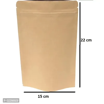 Useful - 350 gm Capacity - 100 pcs - Kraft paper Reusable Zip Pouch-thumb2