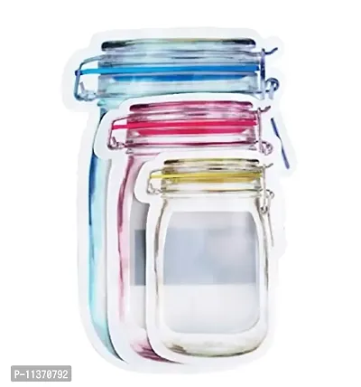 Adaamya? Mix Color & Design - 15 Pcs Mason Jar Bottles Bags, Jar Pouch for Food Storage Bag Jar Pouch for Fridge Ziplock Bags Reusable Airtight Seal Storage Bags Leakproof Food Saver Bags for Picnic