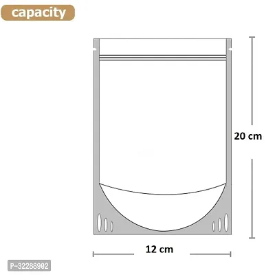 Useful - 170 Gm Capacity - 100 Pcs Clear Transparent Reusable Stand up Zip Lock Pouch-thumb2