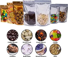 Useful 70 gm - 50 Pcs - Clear Front Shiny Gold (Back) Food grade Storage Pouches with Zipper-thumb3