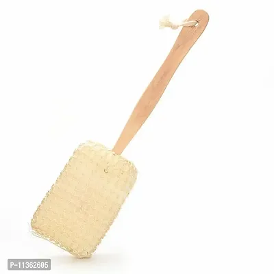 Adaamya? Unisex Natural Exfoliating Loofah luffa loofa Bath Brush On a Stick - With Long Wooden Handle Back Brush, Shower Sponge Body Back Scrubber Beige Color (Pack of 1)