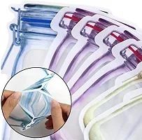 Adaamya Leakproof Reusable Airtight Mason Storage Jar Bottles Pouch with Ziplock Seal Storage Bags (15 Pieces)(Plastic, white)-thumb1