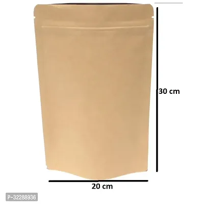 Useful - 1.5 Kg gm Capacity - 100 pcs -Kraft paper Reusable Zip Pouch-thumb2