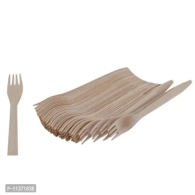 Generic Disposable Wooden Fork for Lunch/Dinner/Snacks - Pack of 50-thumb0