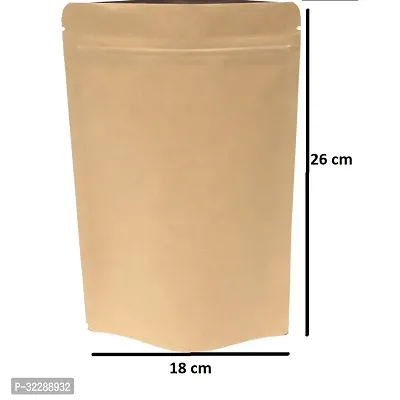 Useful - 750 gm Capacity - 100 pcs - Kraft paper Reusable Zip Pouch-thumb2