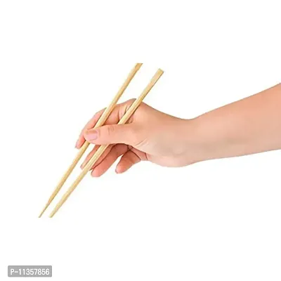 Adaamya? Set of 10/20 / 50 Pairs - Natural Round Bamboo Disposable Chopsticks, Size 8 Inch (Color & Design May Vary)? (25)-thumb0