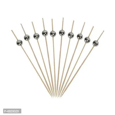 Silver / Beige Cocktail Picks Cocktail Sticks, Toothpicks Fruit Garnish Sticks, Bamboo Toothpicks Party Supplies (Mix Colors) (100 Pcs)