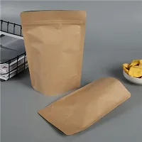 1.5 Kg Gm Brown Color Reusable Kraft Paper Zip Lock Stand Up Pouch Bags without Rectangle Transparent Window  Tear-Away Notch for Storage ( Pack of 50 Pcs )-thumb1