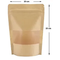 70 gm Capacity - 50 pcs - Brown Kraft paper Reusable Stand up Standee Zip Pouch-thumb2