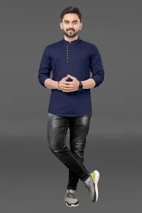 R Creation IRP Men's Pure Cotton Kurta (X-Large, Navy Blue)-thumb3