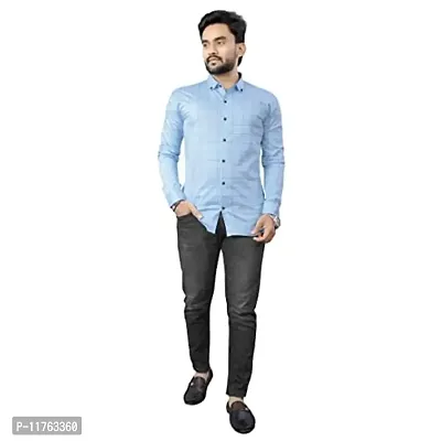 R Creation IRP Cotton Shirts for Men Regular Fit Coller Pettern Full Sleeves Shirt Sky Blue-thumb3