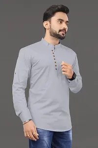 R Creation IRP Men's Pure Cotton Kurta (Large, Grey)-thumb1